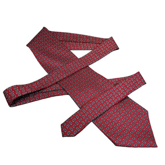 Lauren Ralph Lauren‎ Red Paisley Silk Neck Tie Mens 56" x 4" Handmade In USA - Picture 2 of 10